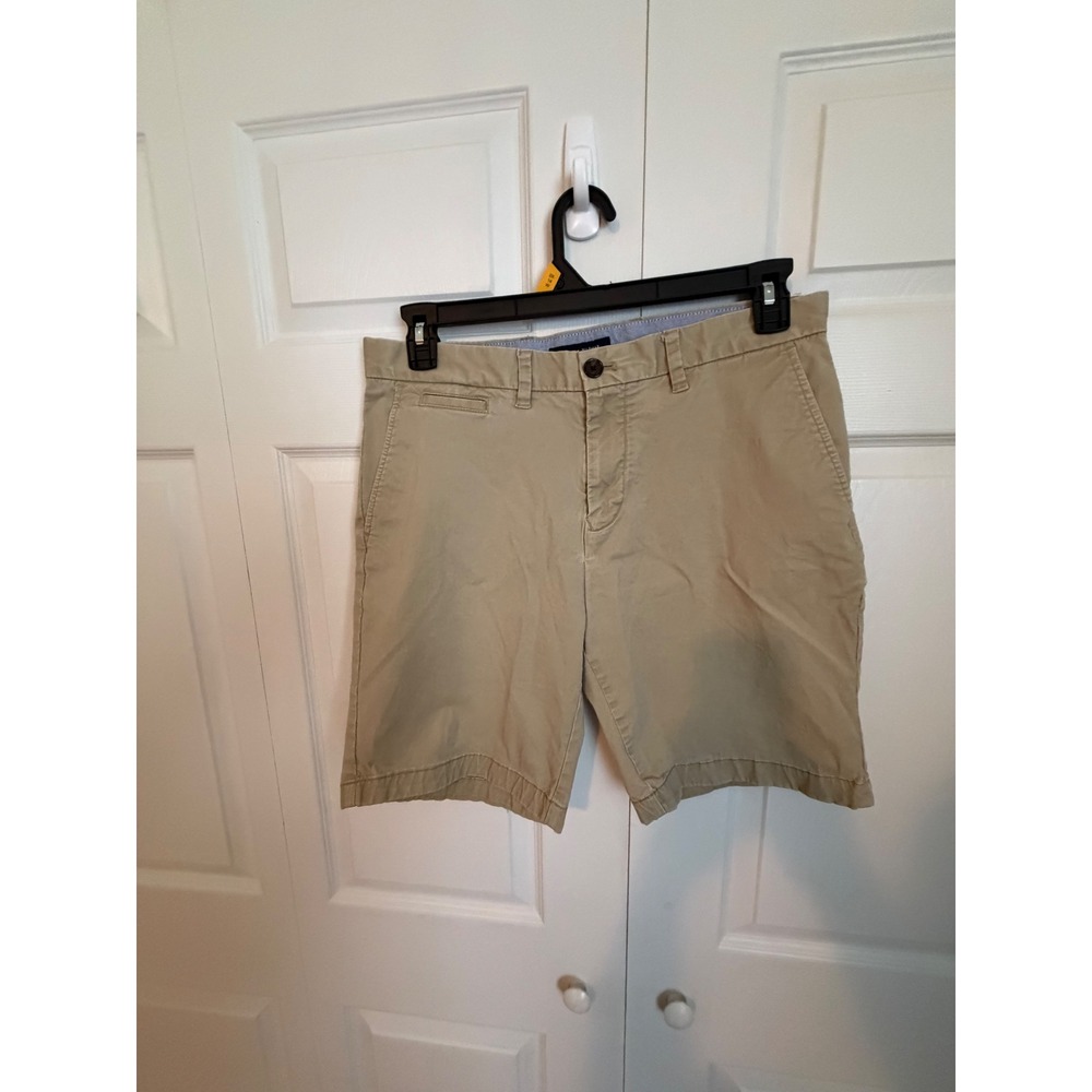 Tommy‎ Hilfiger Mens Tan Khaki Chino Shorts Flat Front Cotton Twill Casual 32